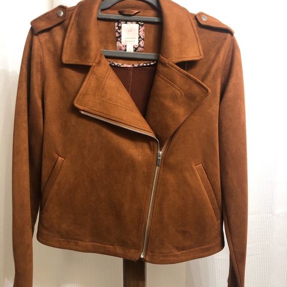 LC Lauren Conrad Brown Moto Jacket and Nine West Blouse. - Picture 3 of 11